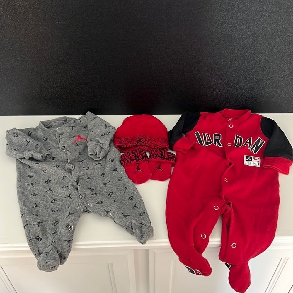 Bundle of 2 Jordan Footsies and 1 Hat and Bootie Set